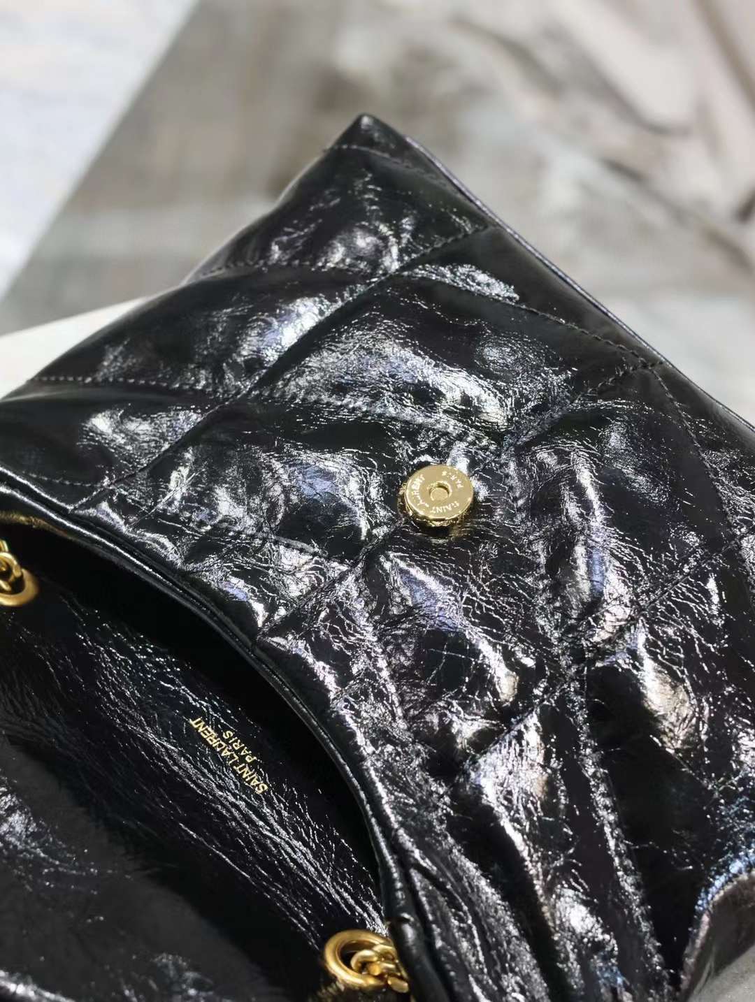 Saint Laurent Loulou Puffer mini Double chain bag view 6