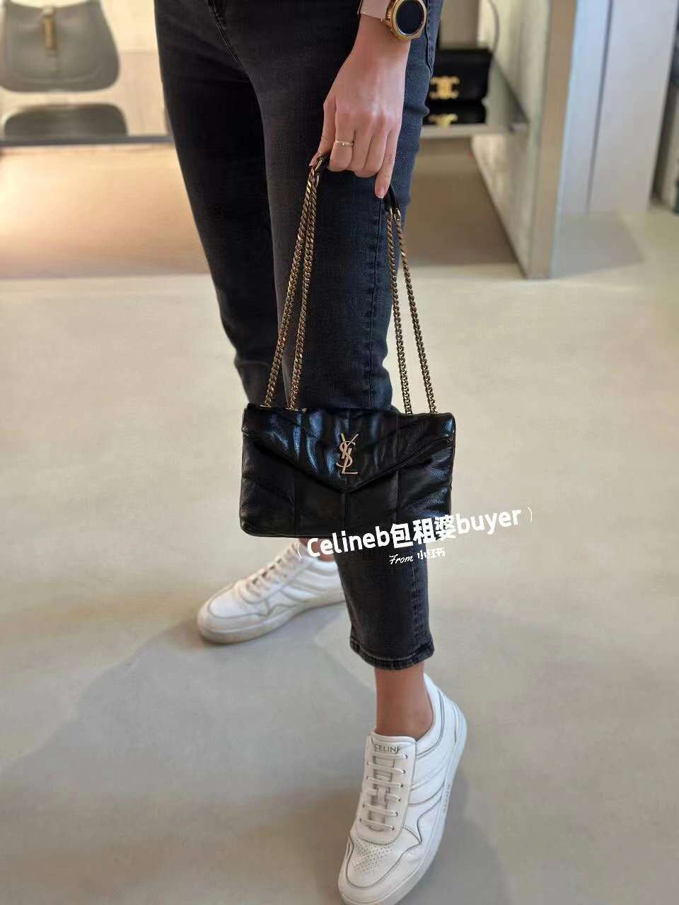 Saint Laurent Loulou Puffer mini Double chain bag view 8