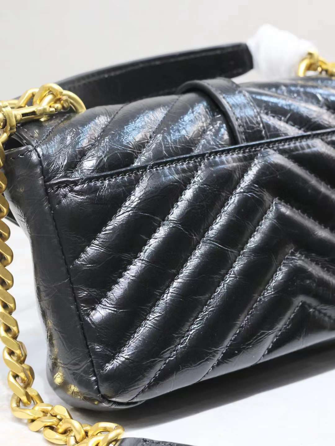 Saint Laurent mini college oil wax leather chain postman bag view 3