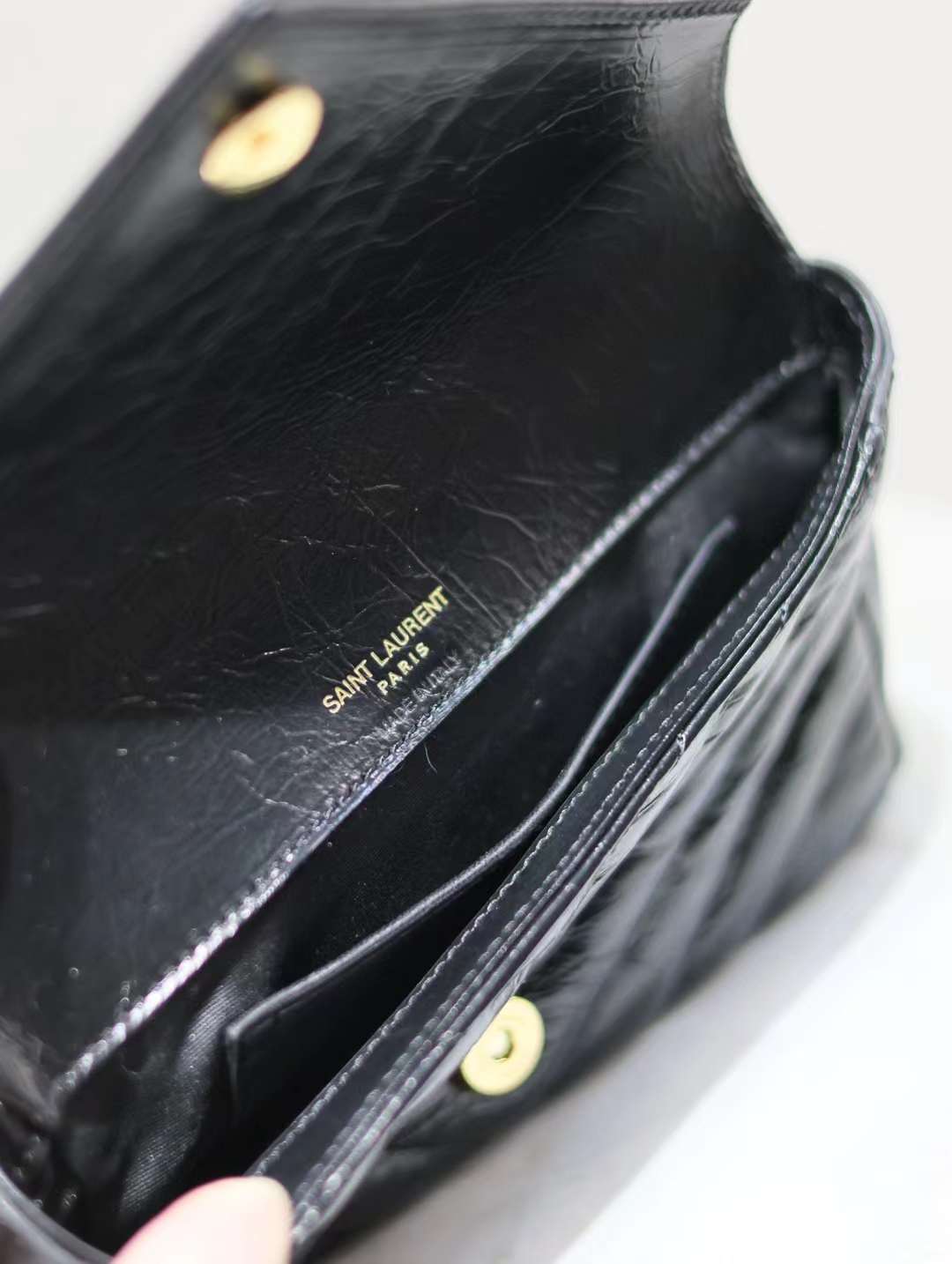 Saint Laurent mini college oil wax leather chain postman bag view 4
