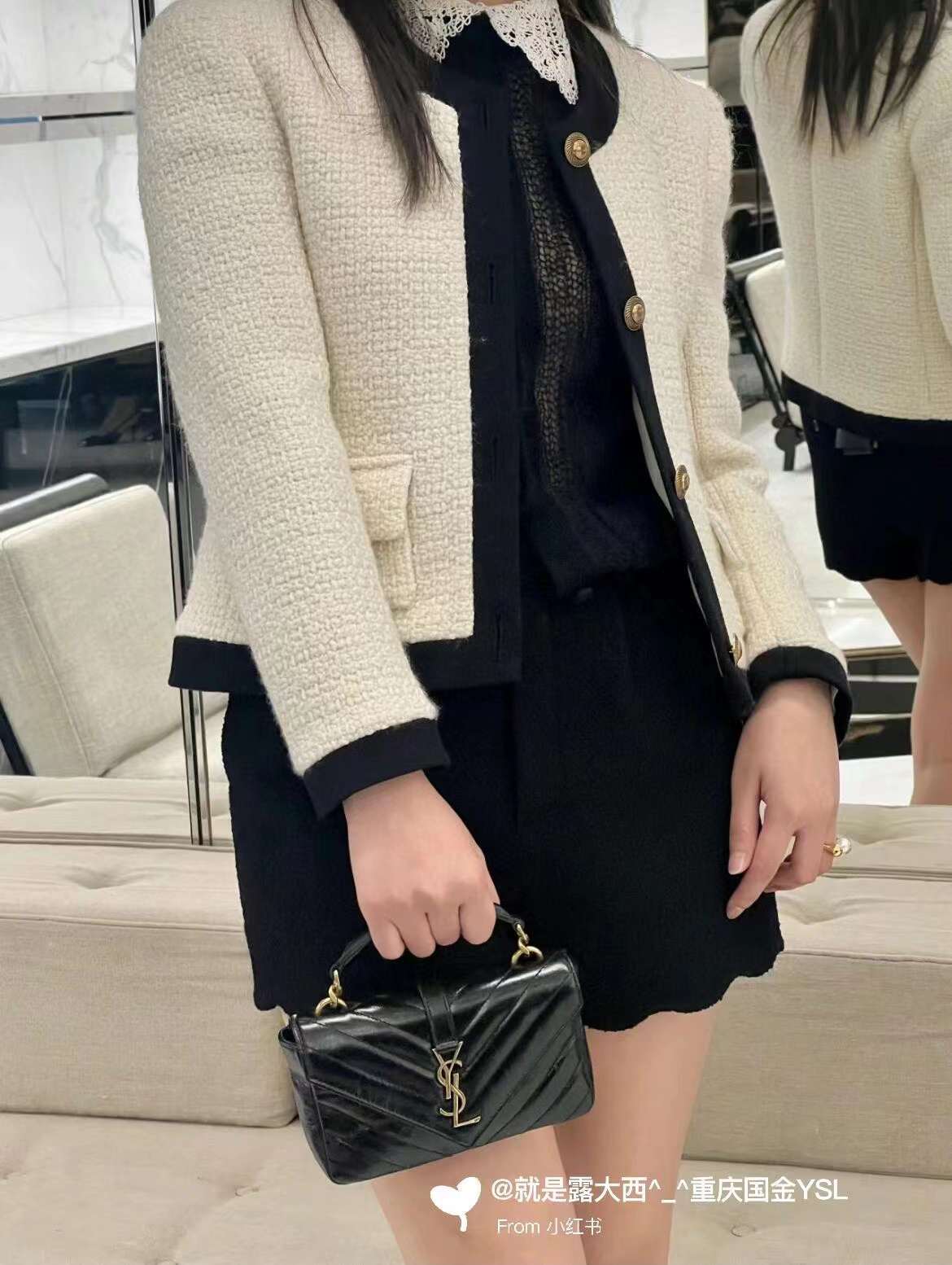 Saint Laurent mini college oil wax leather chain postman bag view 9
