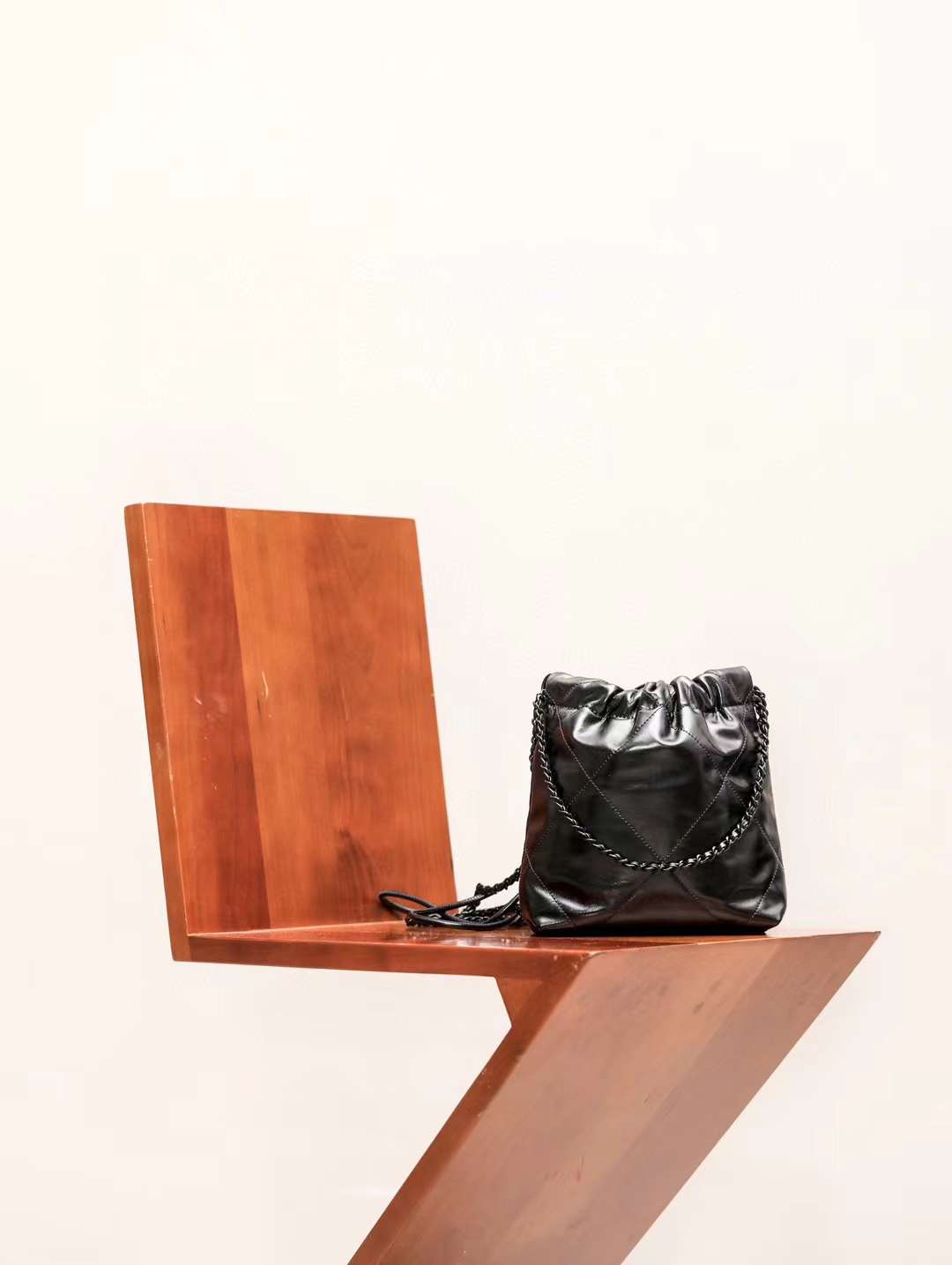 Chanel 22all black shopping bag view 3