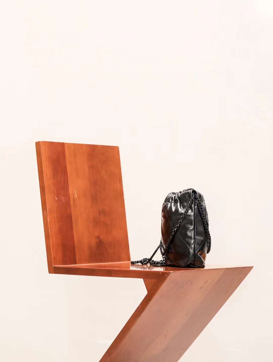 Chanel 22all black shopping bag view 6