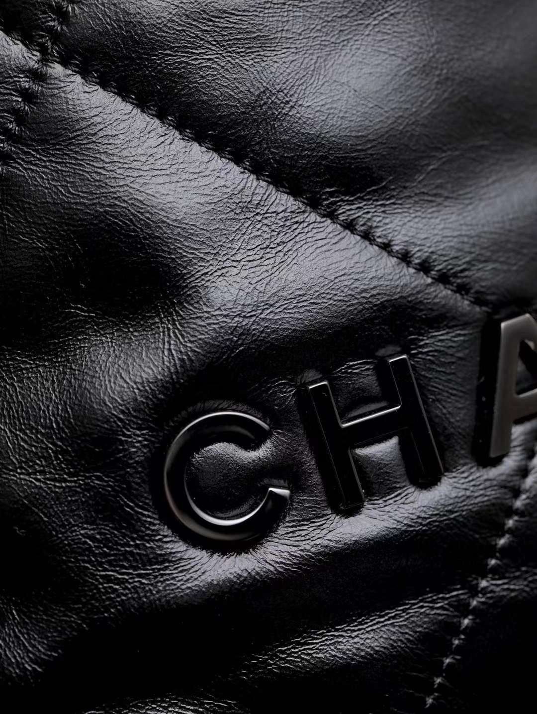 Chanel 22all black shopping bag view 7