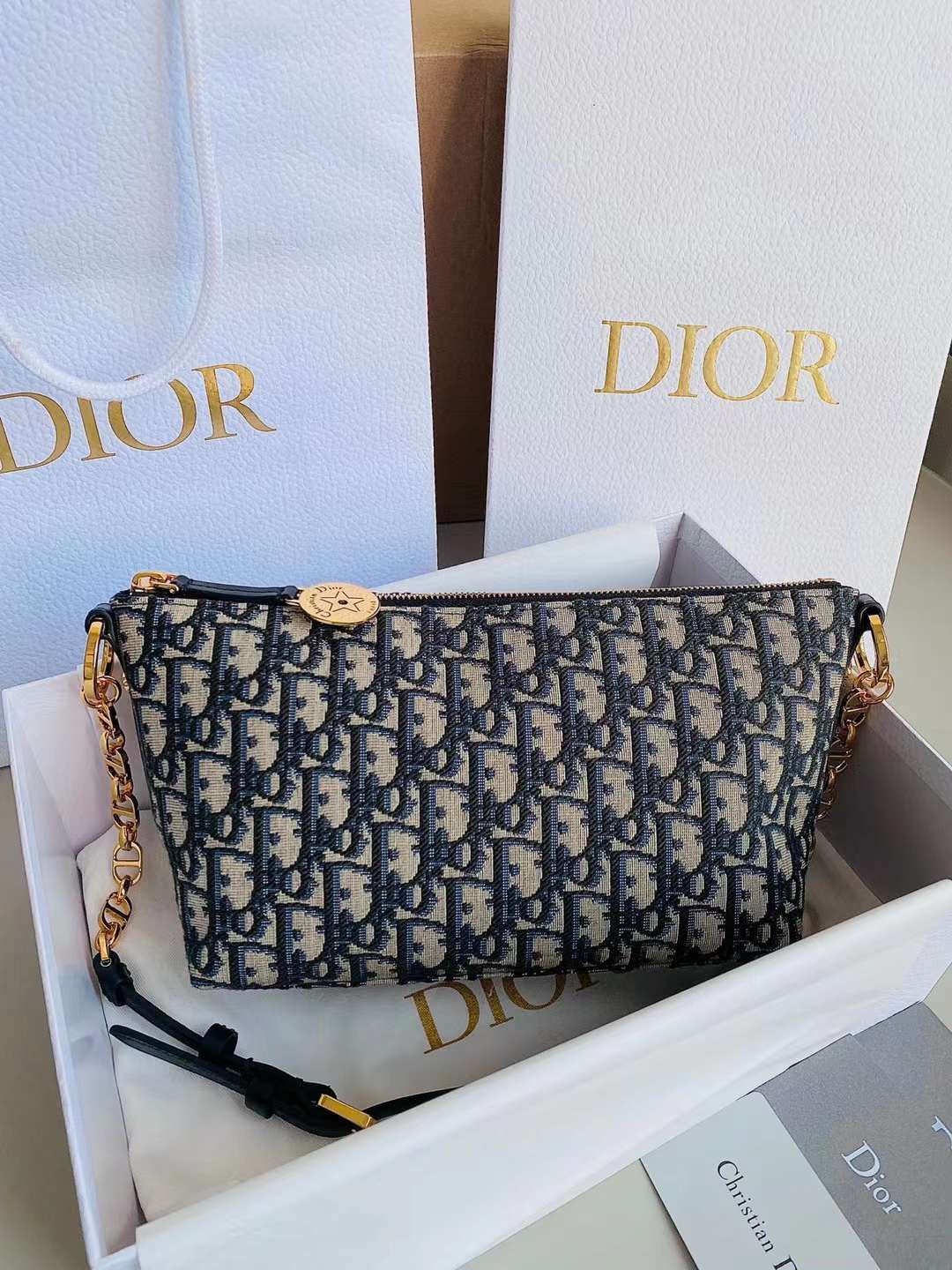 Dior star blue canvas bag view 1
