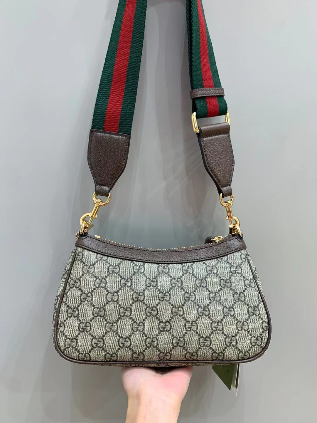 Gucci Ophidia GG Small Handbag with Strawberry Pendant view 10