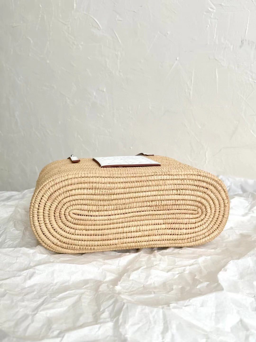Loewe Small Square Basket Bag in raffia and calfskin view 10