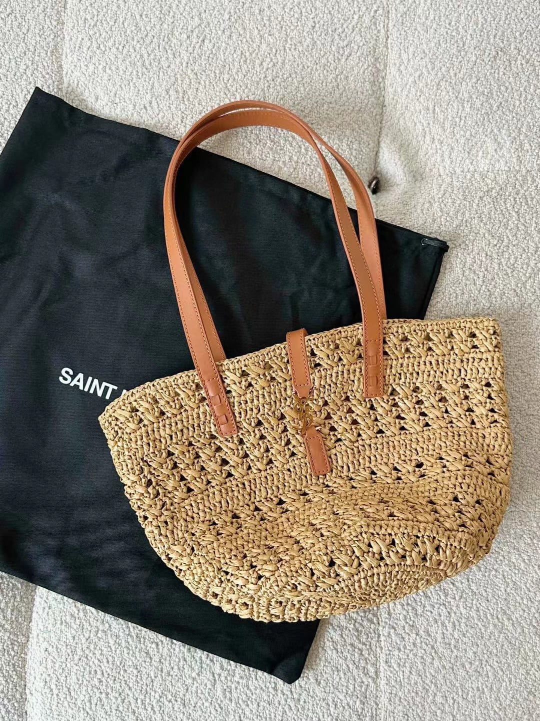 Saint Laurent Panier Raffia Bag view 1
