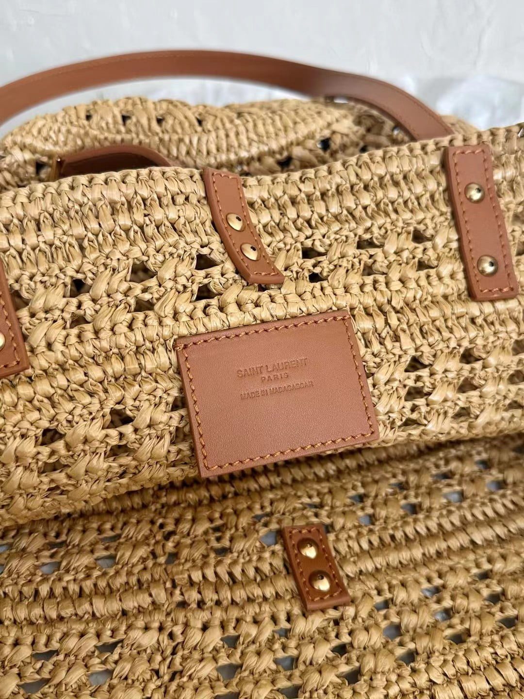 Saint Laurent Panier Raffia Bag view 10
