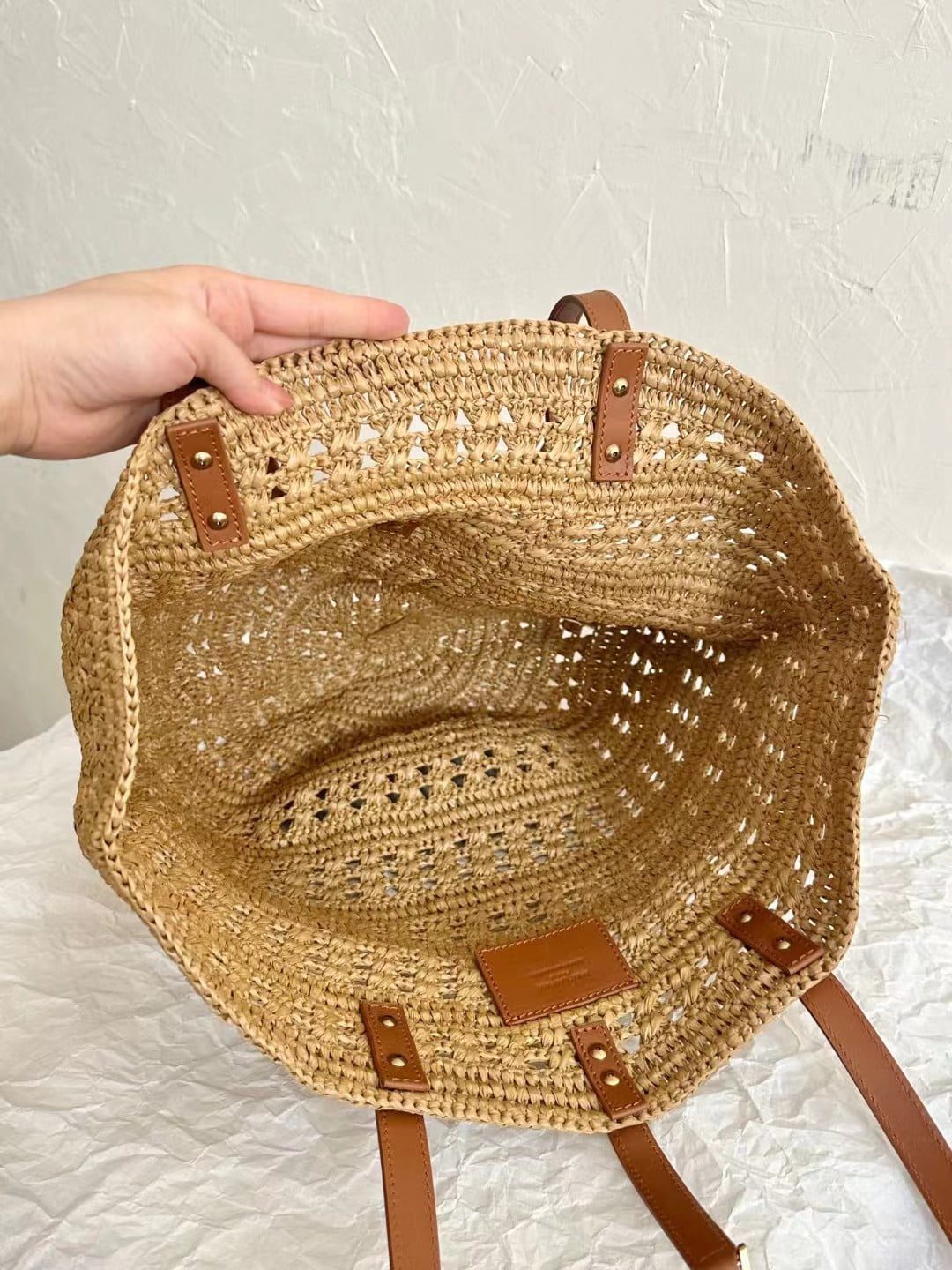 Saint Laurent Panier Raffia Bag view 11
