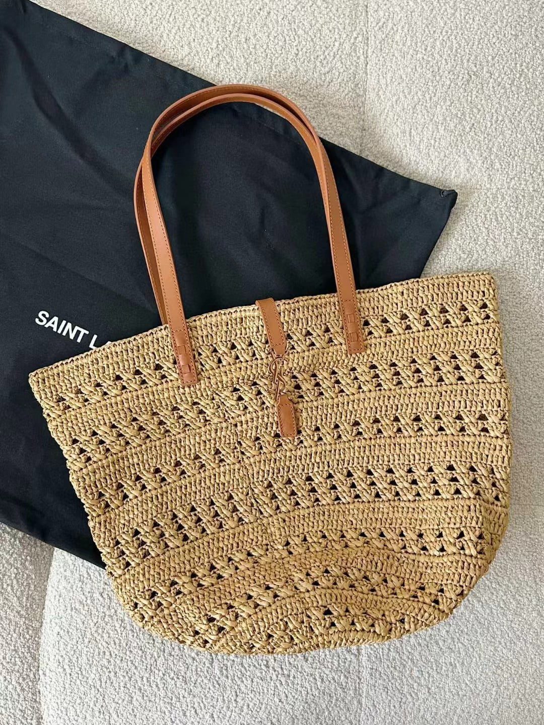 Saint Laurent Panier Raffia Bag view 13