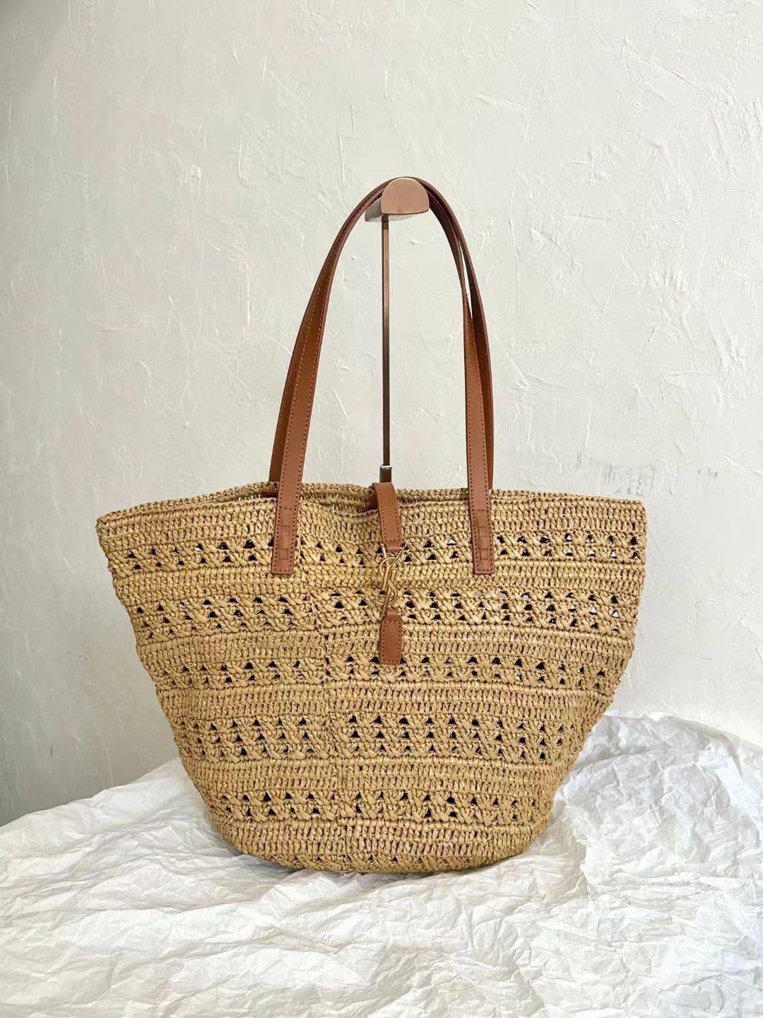 Saint Laurent Panier Raffia Bag view 14