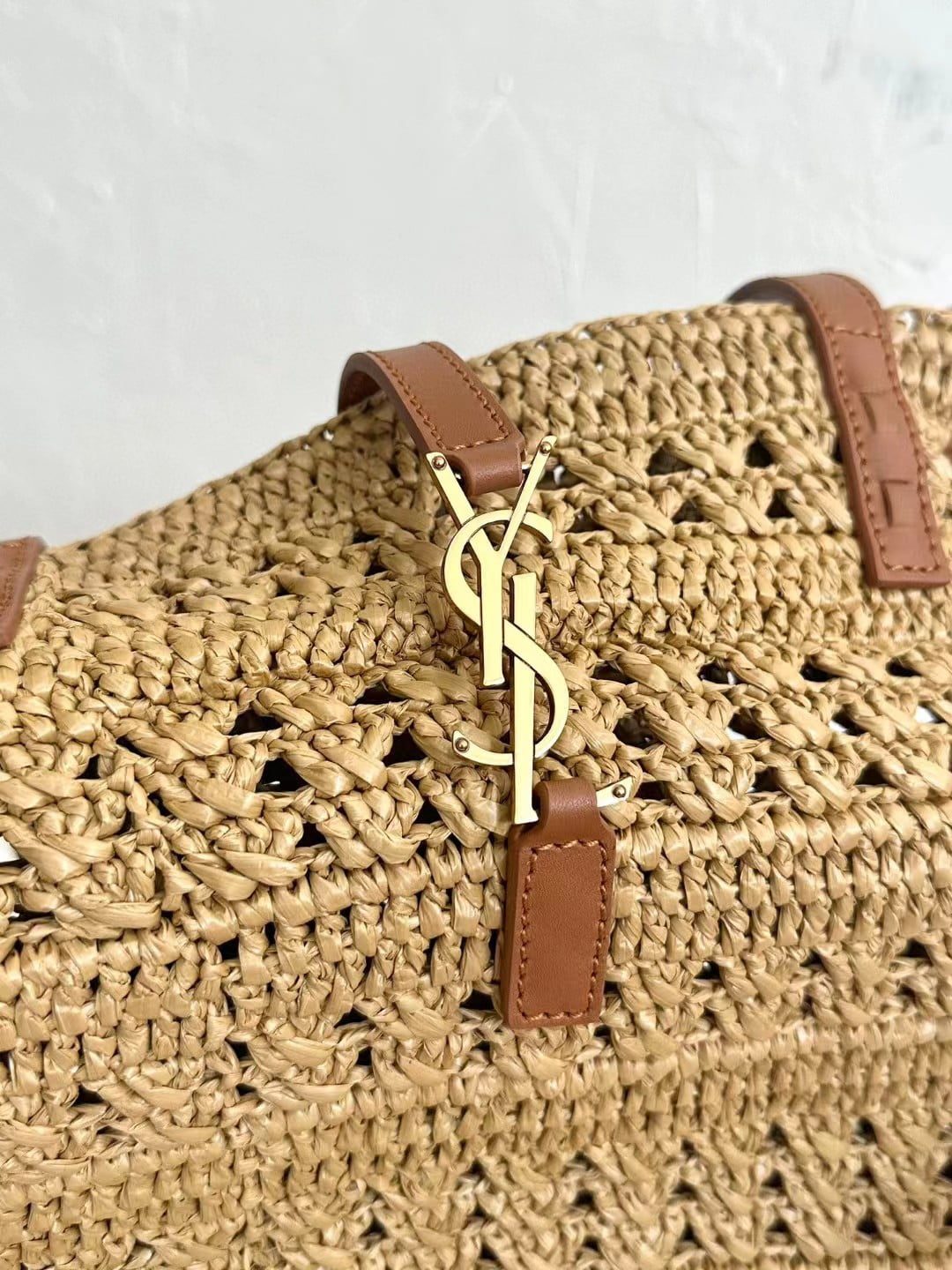 Saint Laurent Panier Raffia Bag view 17