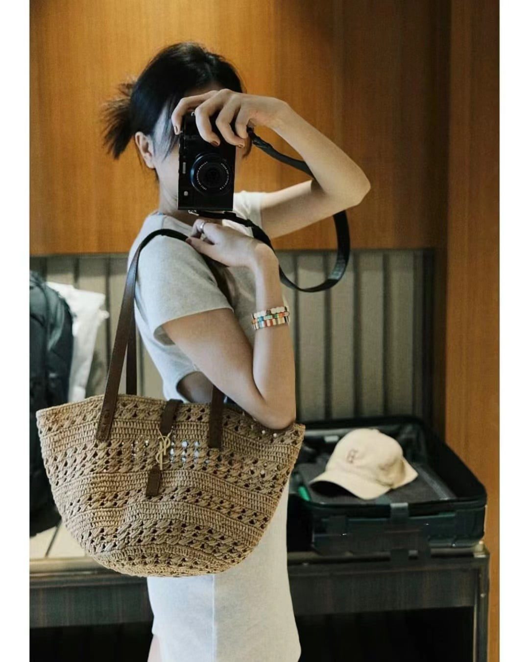 Saint Laurent Panier Raffia Bag view 21
