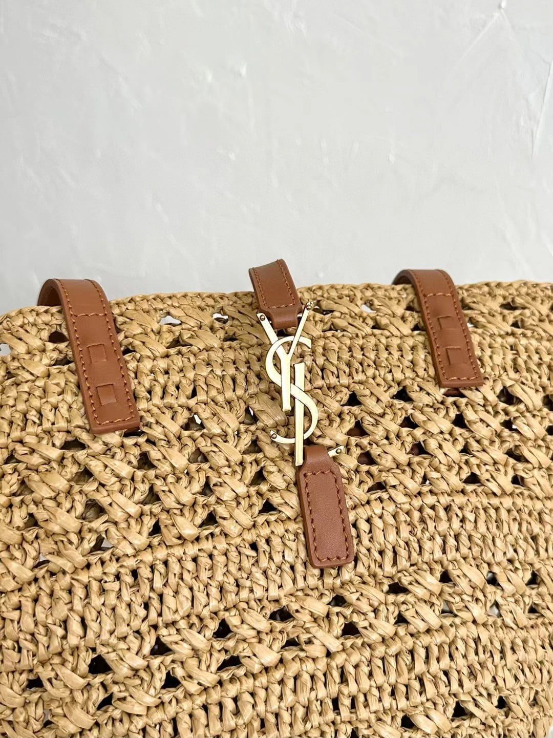 Saint Laurent Panier Raffia Bag view 5