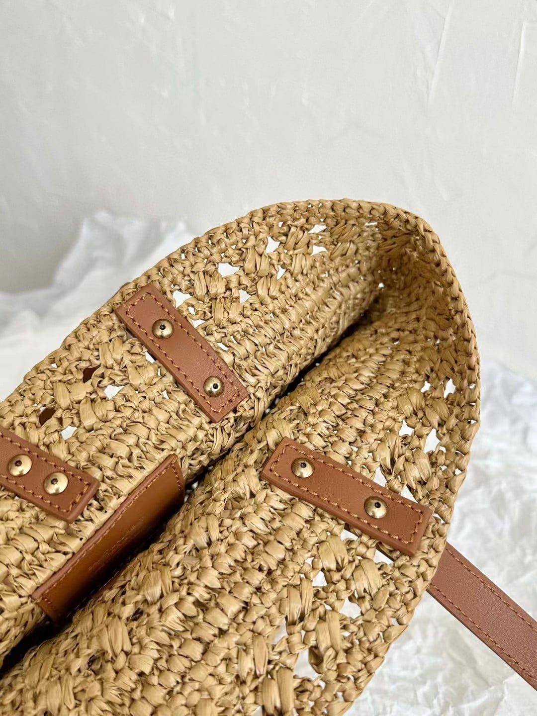 Saint Laurent Panier Raffia Bag view 6