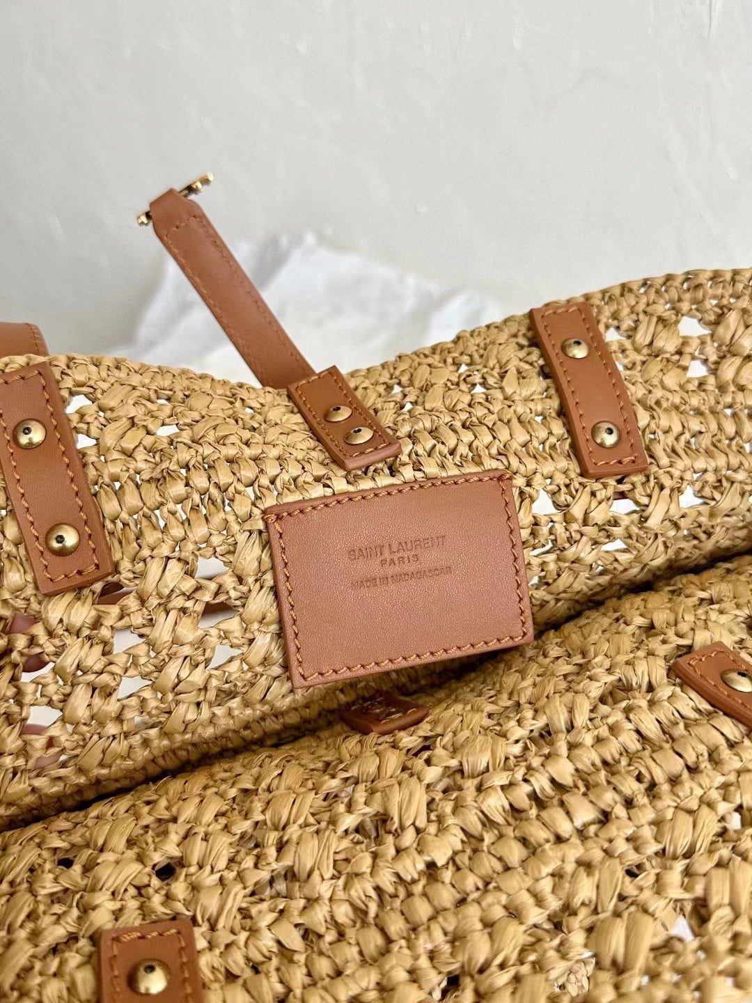 Saint Laurent Panier Raffia Bag view 7