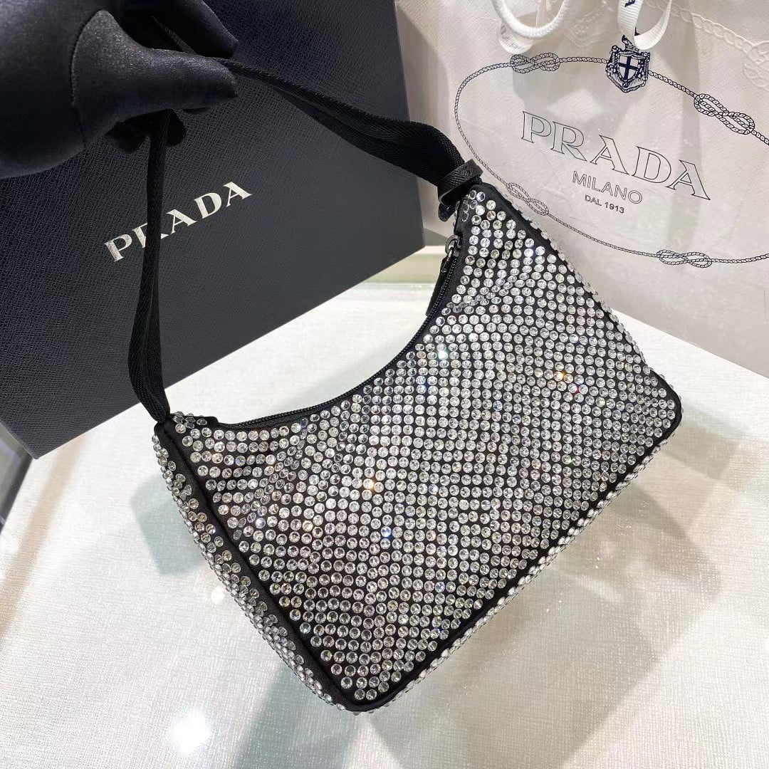 Prada Re-Edition 2000 Hobo Bag with Synthetic Crystals view 10