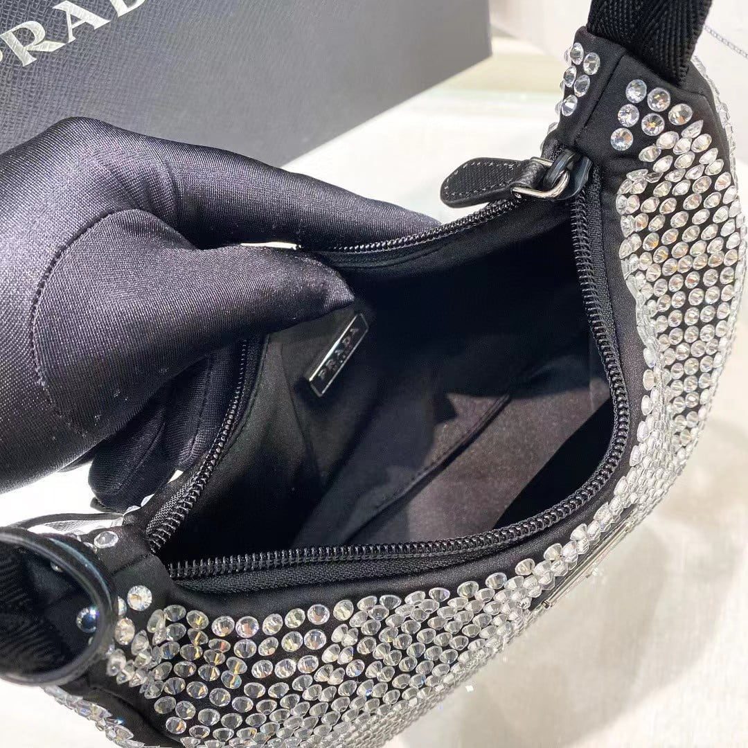 Prada Re-Edition 2000 Hobo Bag with Synthetic Crystals view 11