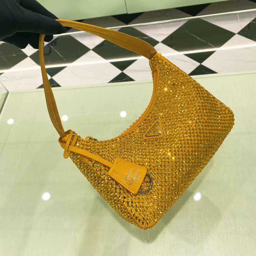 Prada Re-Edition 2000 Hobo Bag with Synthetic Crystals view 2