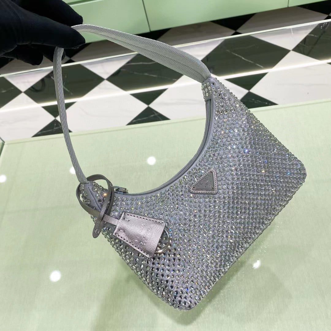 Prada Re-Edition 2000 Hobo Bag with Synthetic Crystals view 3