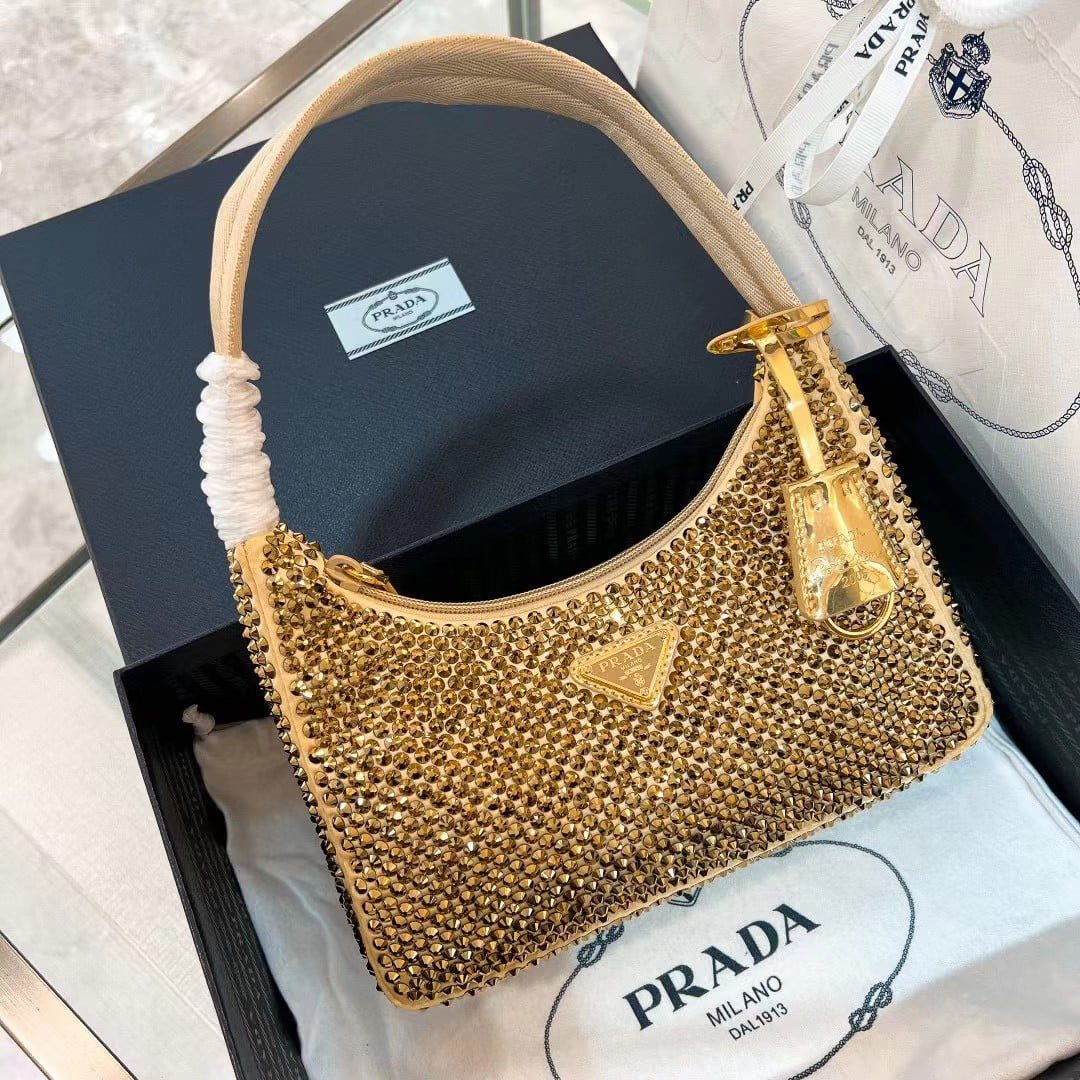 Prada Re-Edition 2000 Hobo Bag with Synthetic Crystals view 4