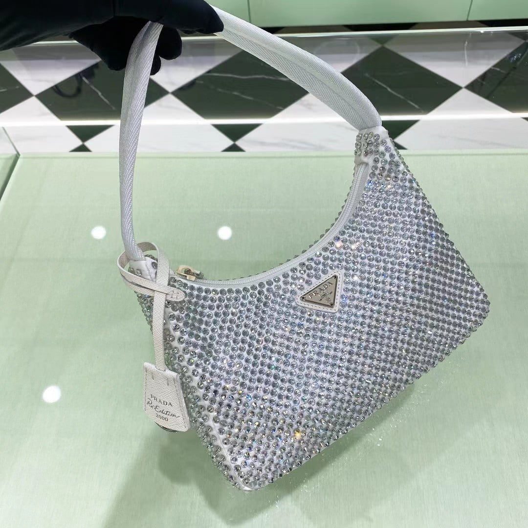 Prada Re-Edition 2000 Hobo Bag with Synthetic Crystals view 5