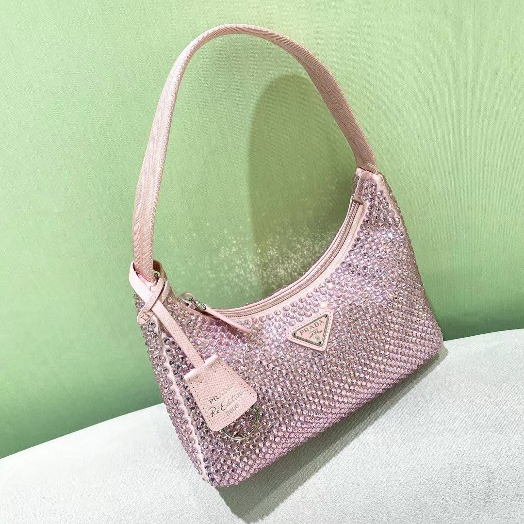 Prada Re-Edition 2000 Hobo Bag with Synthetic Crystals view 6