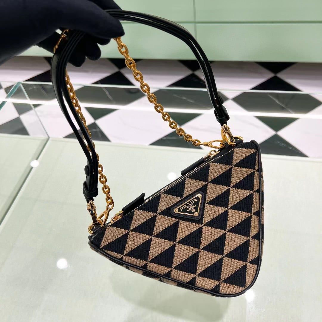 Prada Symbole Embroidered Fabric Bag 1BC176 view 11