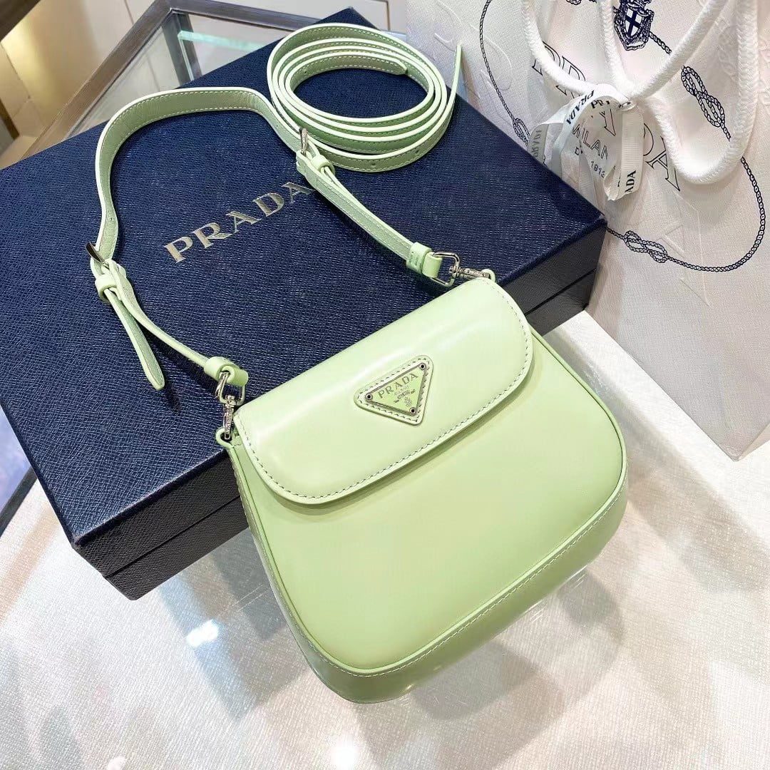 Prada Cleo Brushed Leather Mini Shoulder Bag with Flap view 1