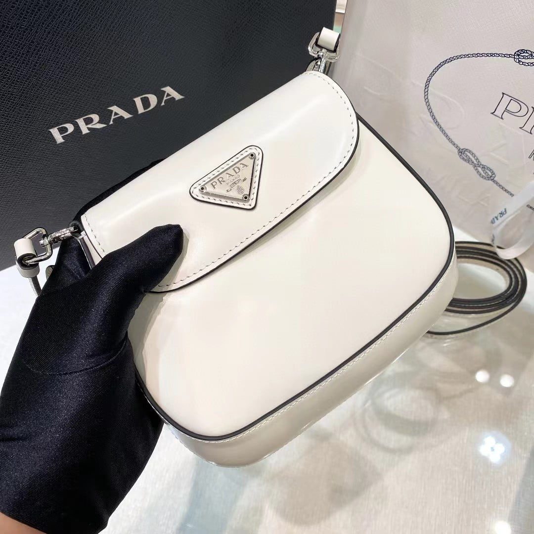 Prada Cleo Brushed Leather Mini Shoulder Bag with Flap view 11