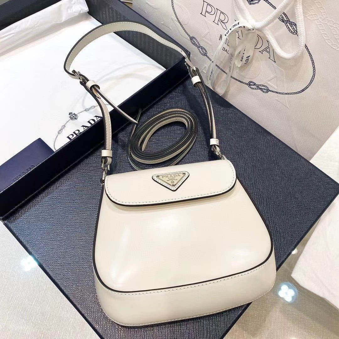 Prada Cleo Brushed Leather Mini Shoulder Bag with Flap view 12