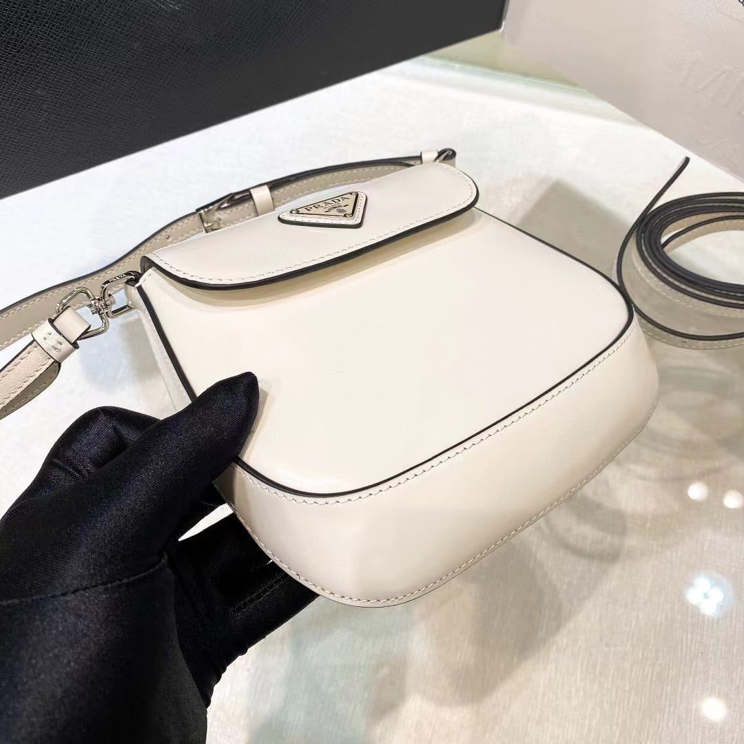 Prada Cleo Brushed Leather Mini Shoulder Bag with Flap view 14