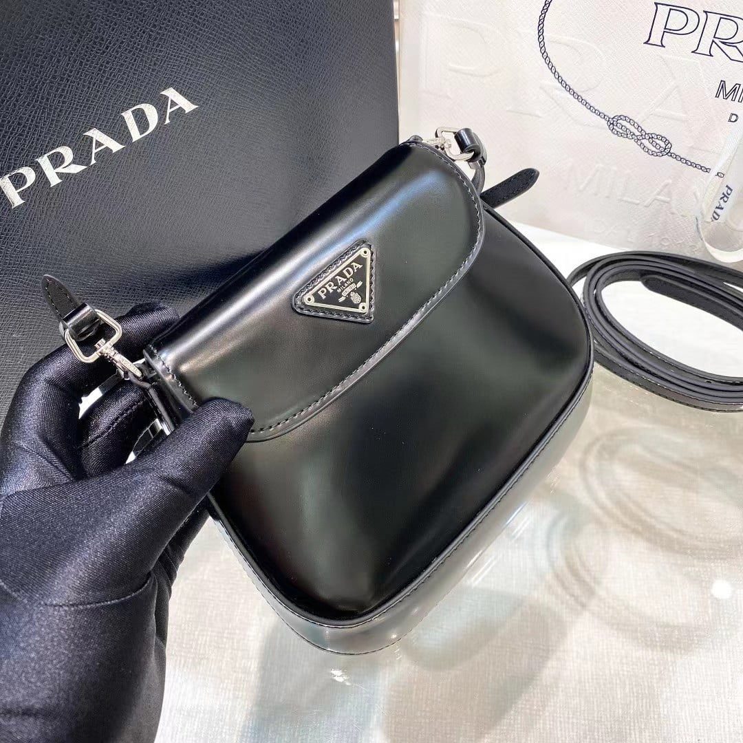 Prada Cleo Brushed Leather Mini Shoulder Bag with Flap view 4