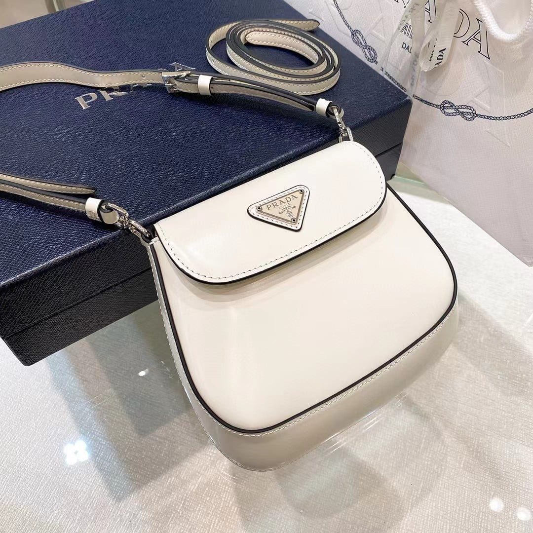Prada Cleo Brushed Leather Mini Shoulder Bag with Flap view 6