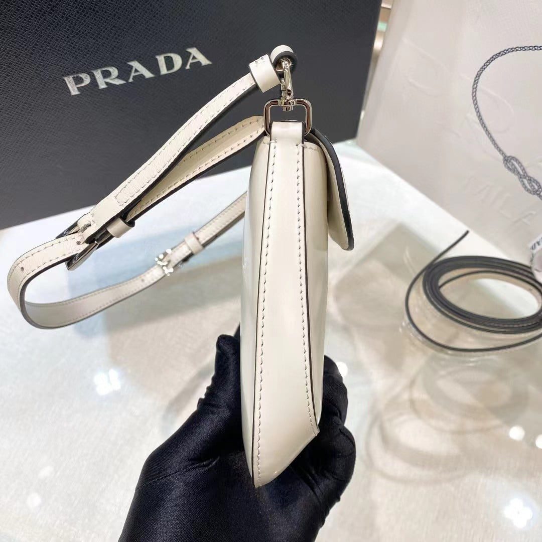 Prada Cleo Brushed Leather Mini Shoulder Bag with Flap view 8