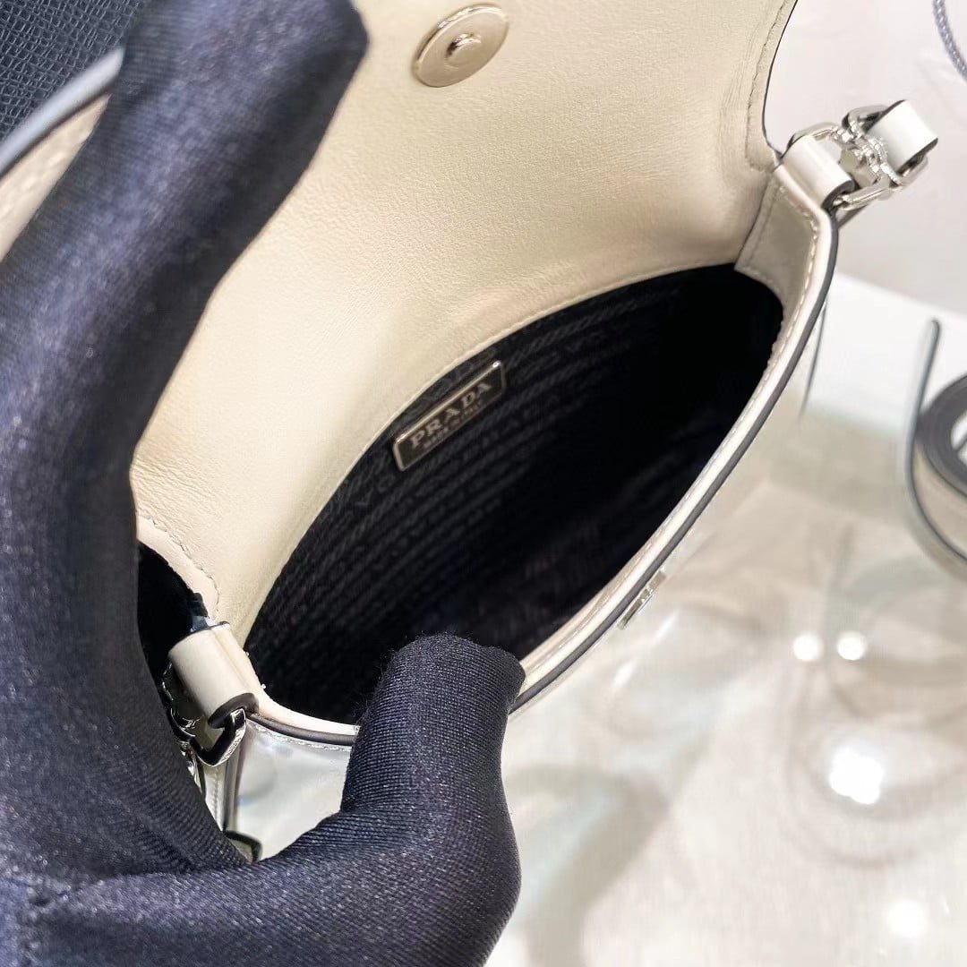 Prada Cleo Brushed Leather Mini Shoulder Bag with Flap view 9