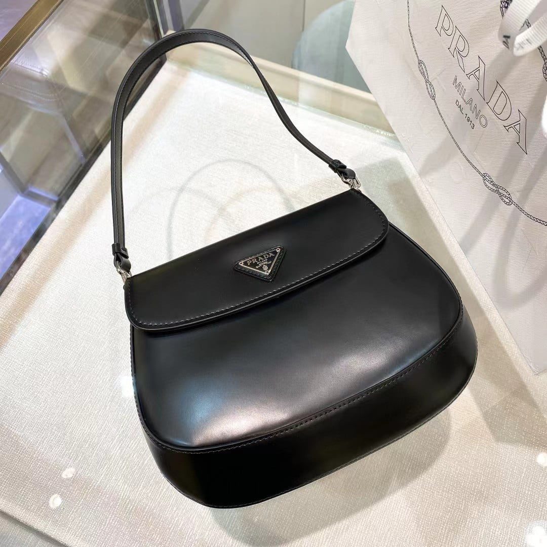 Prada Cleo Brushed Leather Shoulder Bag with Flap view 2