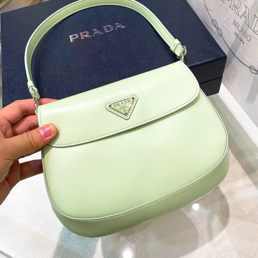 Prada Cleo Brushed Leather Shoulder Bag with Flap view 6
