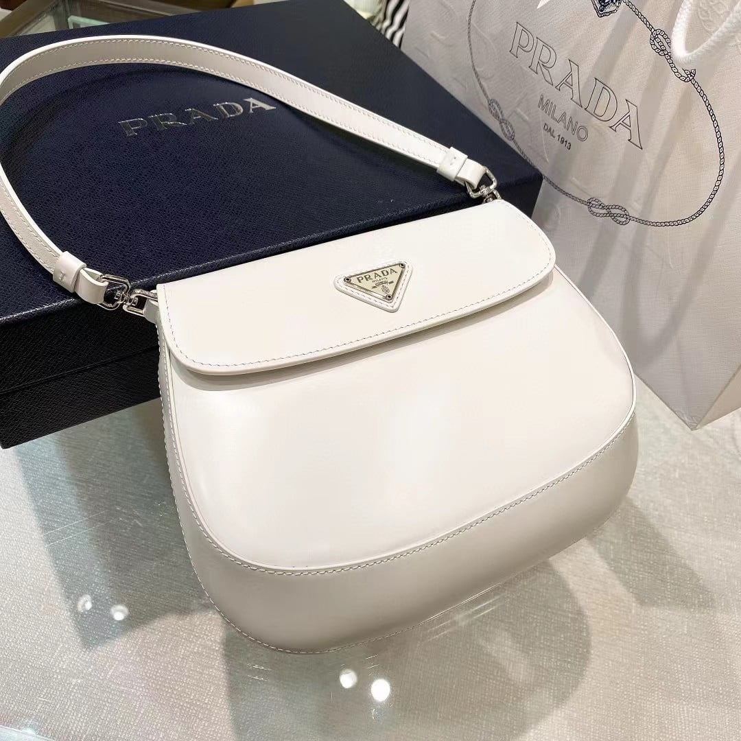 Prada Cleo Brushed Leather Shoulder Bag with Flap view 7