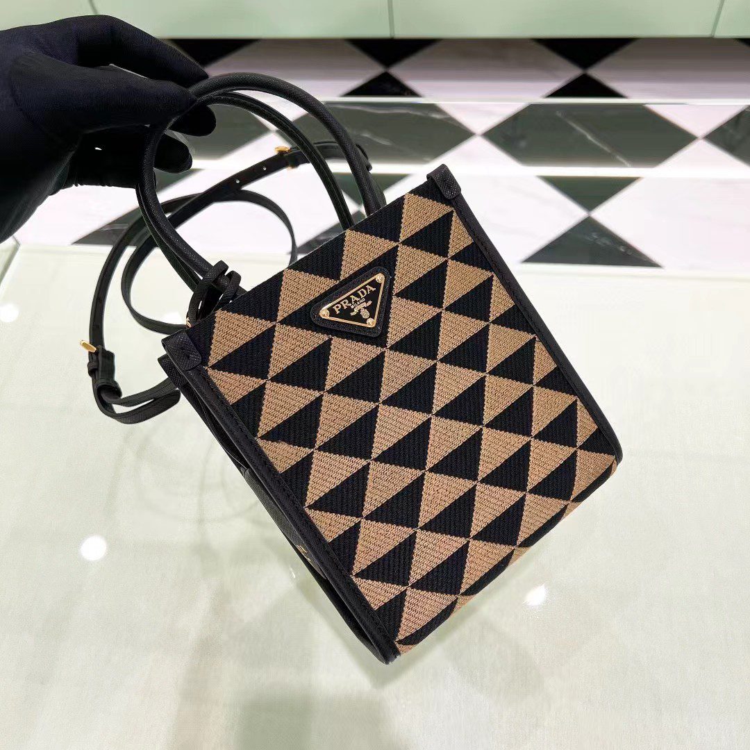 Prada Symbole Embroidered Fabric Bag 1BA355 view 1