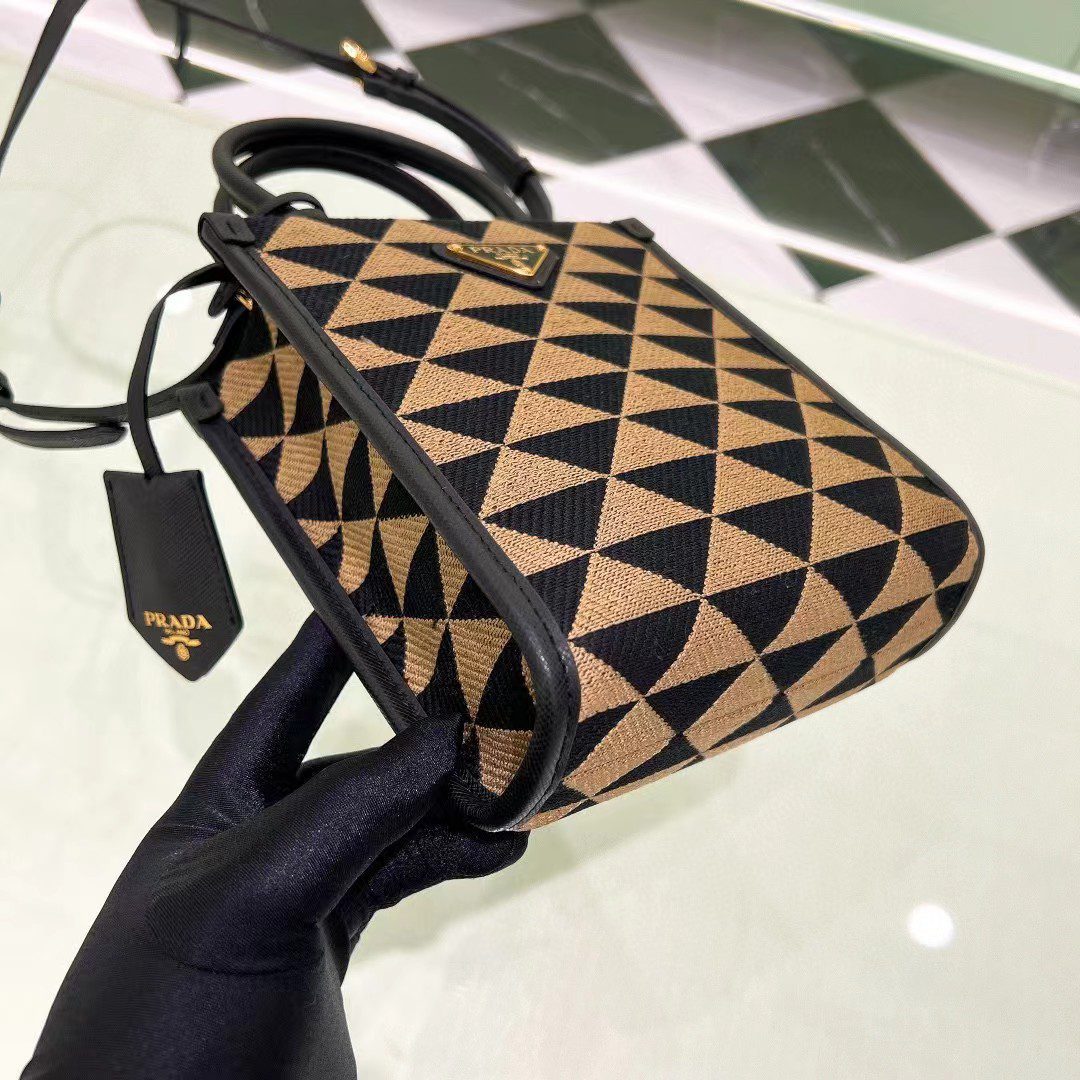 Prada Symbole Embroidered Fabric Bag 1BA355 view 12