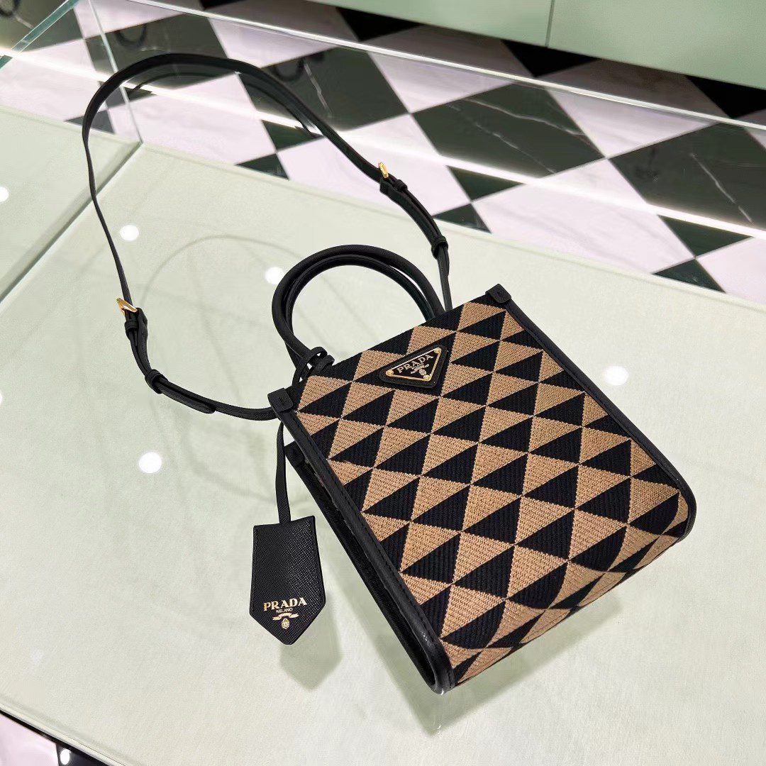 Prada Symbole Embroidered Fabric Bag 1BA355 view 13