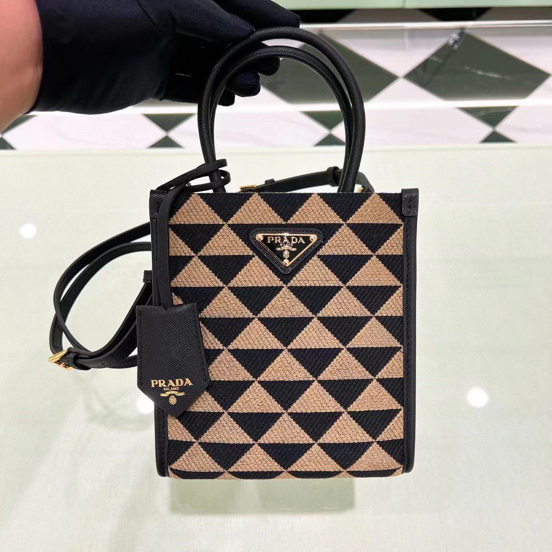 Prada Symbole Embroidered Fabric Bag 1BA355 view 2