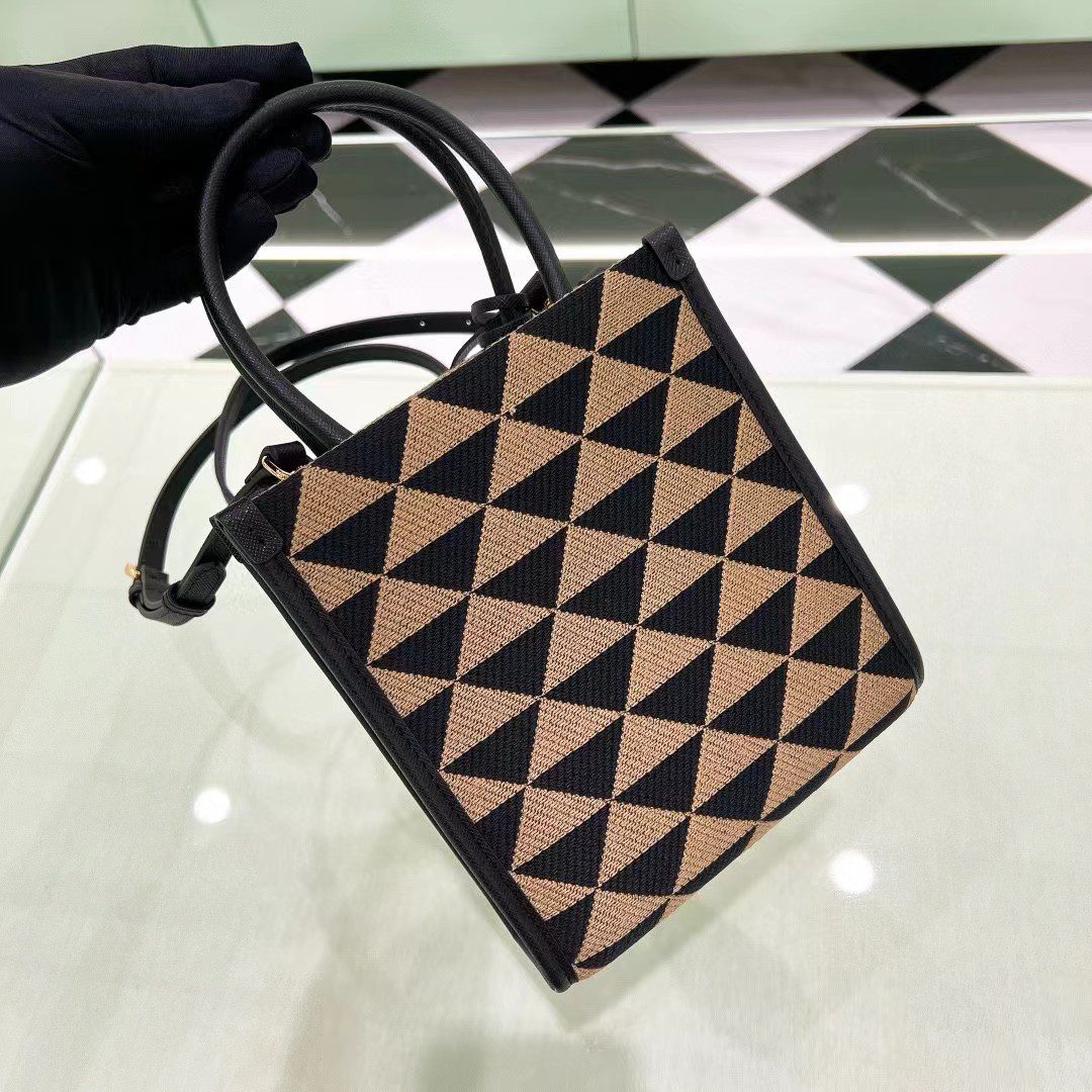 Prada Symbole Embroidered Fabric Bag 1BA355 view 6