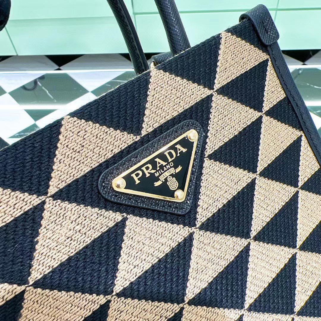 Prada Symbole Embroidered Fabric Bag 1BA355 view 9