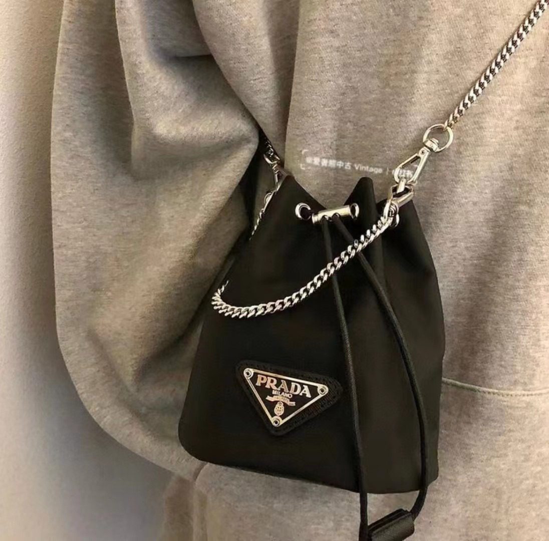 Prada Mini Drawstring Bucket Bag view 10