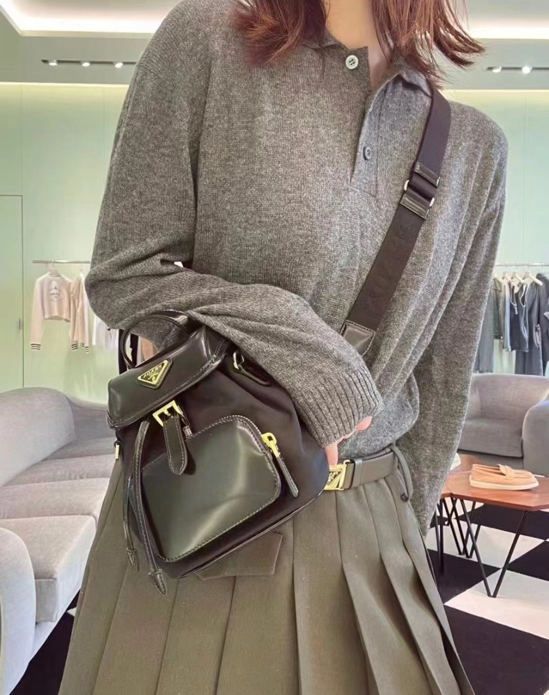Prada Re-Nylon and Brushed Leather Bag 1BZ075 view 10