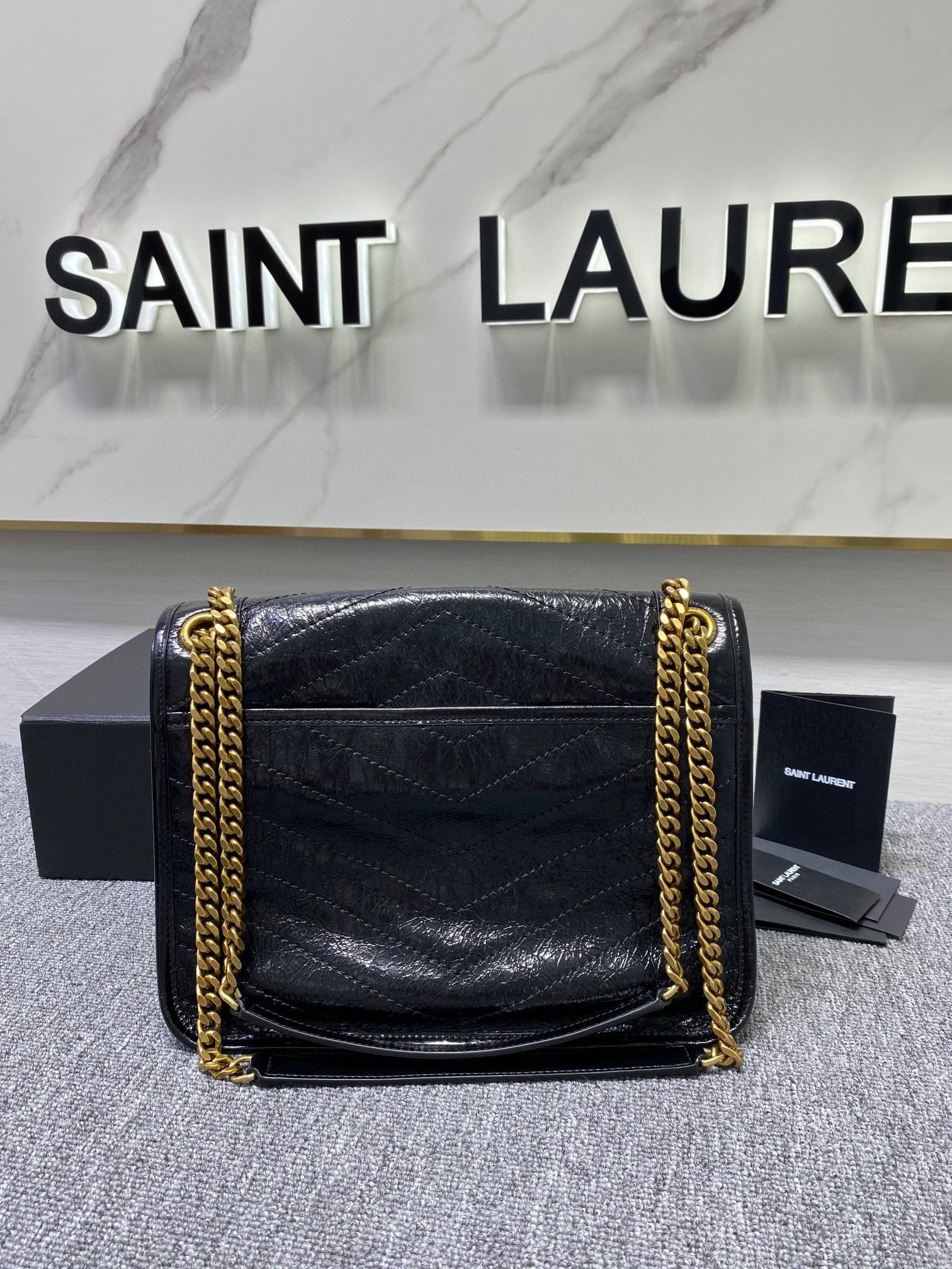 Saint Laurent Niki Bag in Crinkled Calfskin view 2