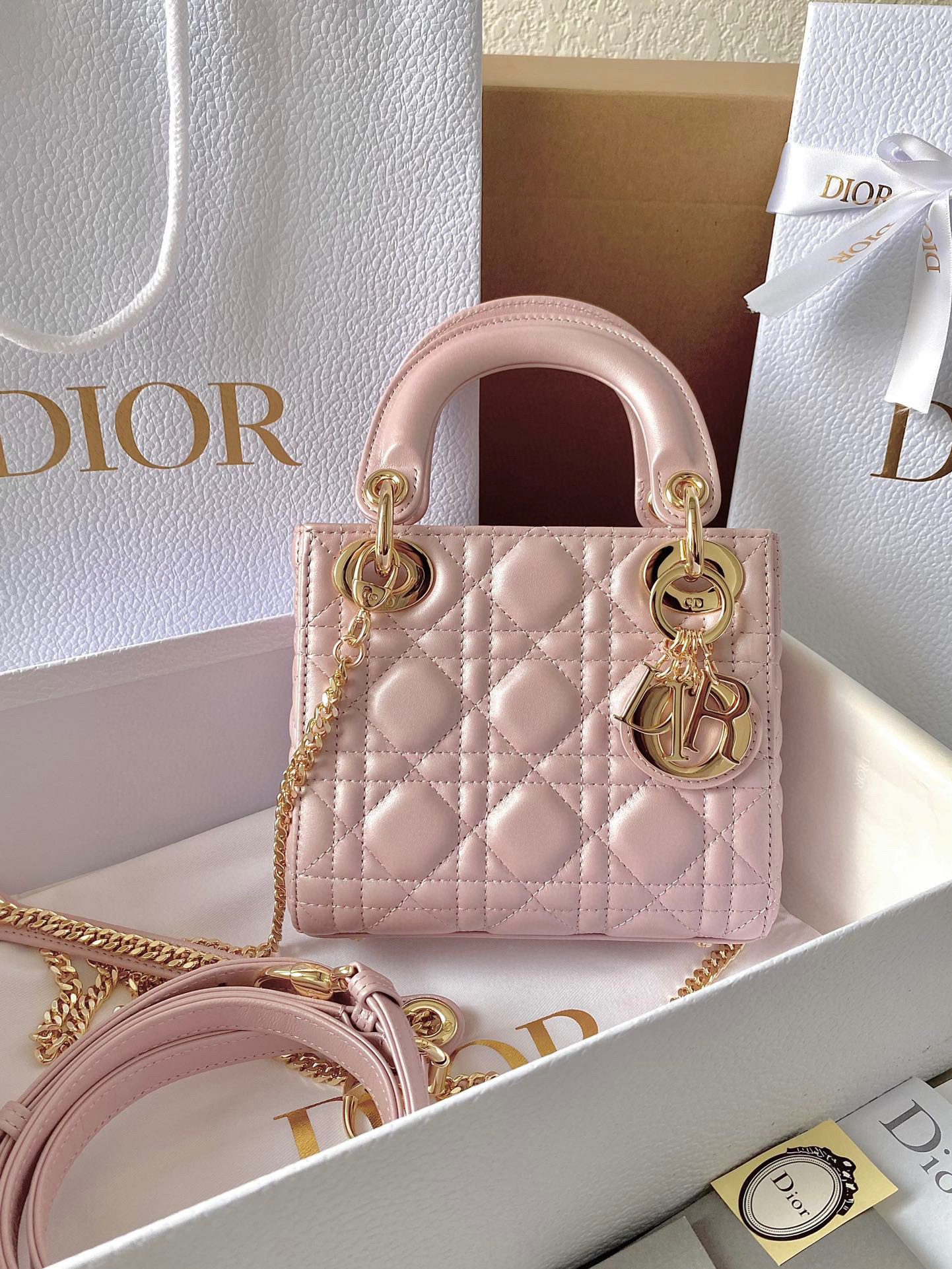 Dior Mini Lady Bag Pearlescent Lambskin view 1